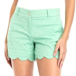Crown & Ivy Lime Green Scalloped Hem Shorts 12 GUC